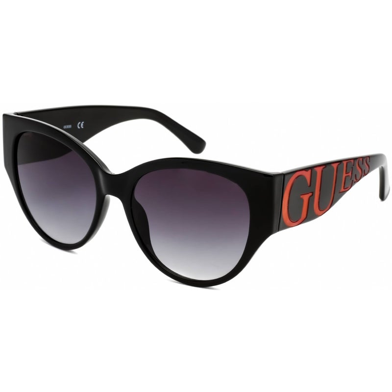 GUESS GF6118 01B Designer Women Sunglasses – Trendsetting Fashion Eyewear, Iconic Logo Cat Eye Shiny Black Frame Design, with Smoked Lenses for UV Protection - Image 1
